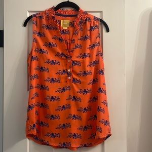 Anthropologie Maeve sleeveless blouse: Coral/whimsical octopus print size 4